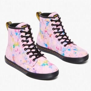 NEW Dr. Martens Sheridan Pink Rainbow Burst Confetti Suede Casual Boots